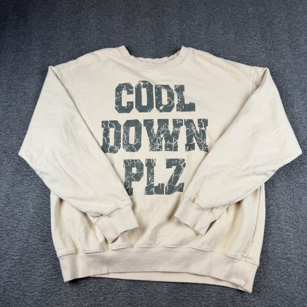 OFFLINE by Aerie Sweatshirt Women's Small Cream Cool Down Plz Graphic Pullover